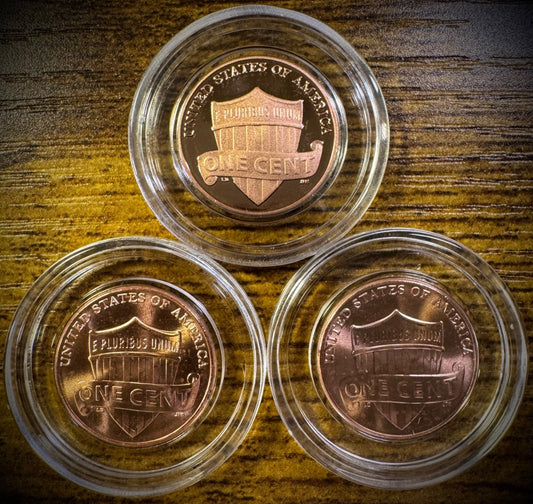 2023 P D S Lincoln Shield Cent UNCIRCULATED PROOF 3 Coin Lot In Plastic Capsules1