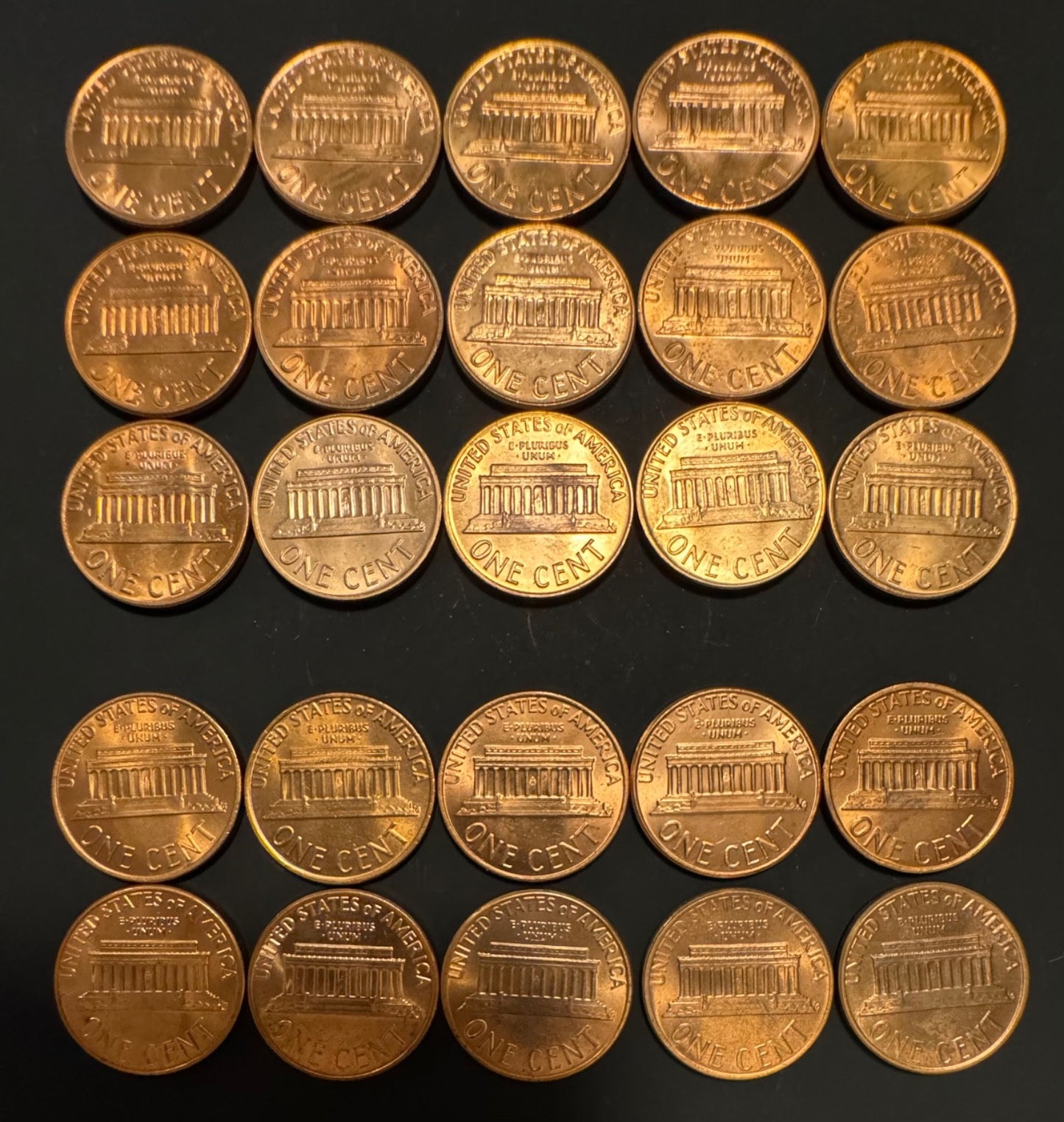 1970-74 PDS 1975-1979 PD Lincoln Memorial Cent Unc BU 25 Coin Lot Original Rolls1