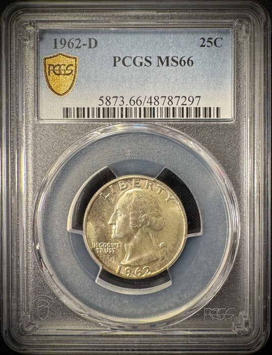 1962 D Silver Washington Quarter PCGS MS66 TRUE VIEW1