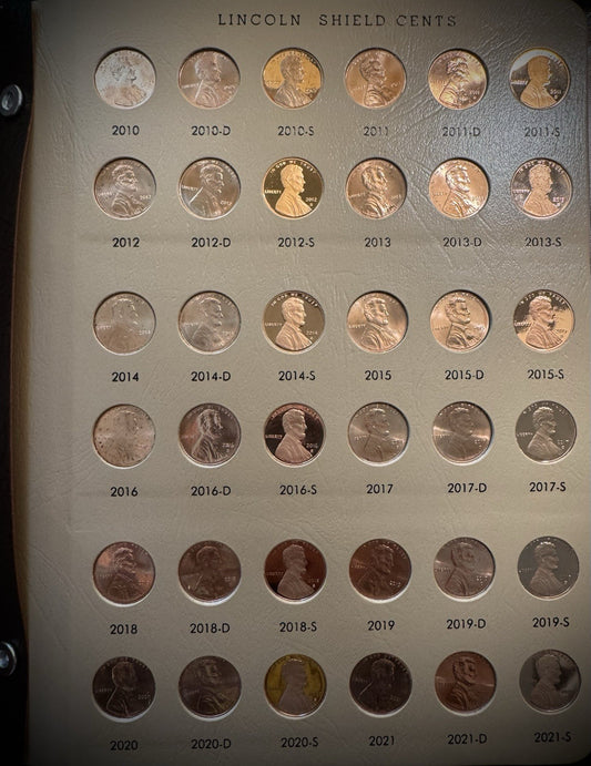 2010-2025 P D S Lincoln Shield Cent COMPLETE 48 Coin w PROOFS in NEW Dansco 81041