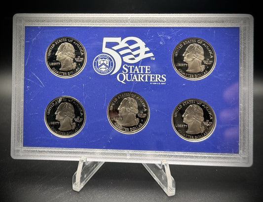 2008-S State Quarter GEM PROOF Clad 5 Coin Set w 2008 US Mint Box and COA1