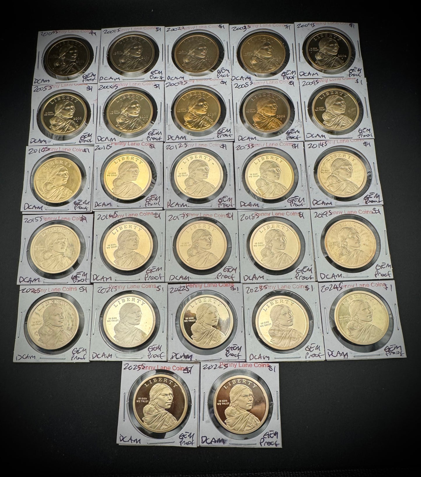 2000-2026-S Sacagawea Proof Dollar Collection Complete set of 27 coins