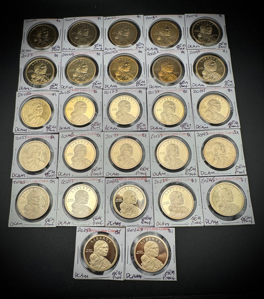 2000-2026-S Sacagawea Proof Dollar Collection Complete set of 27 coins