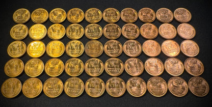 1957-D Lincoln Wheat Cent Penny RED LUSTROUS Uncirculated Roll Of 50 Coins5