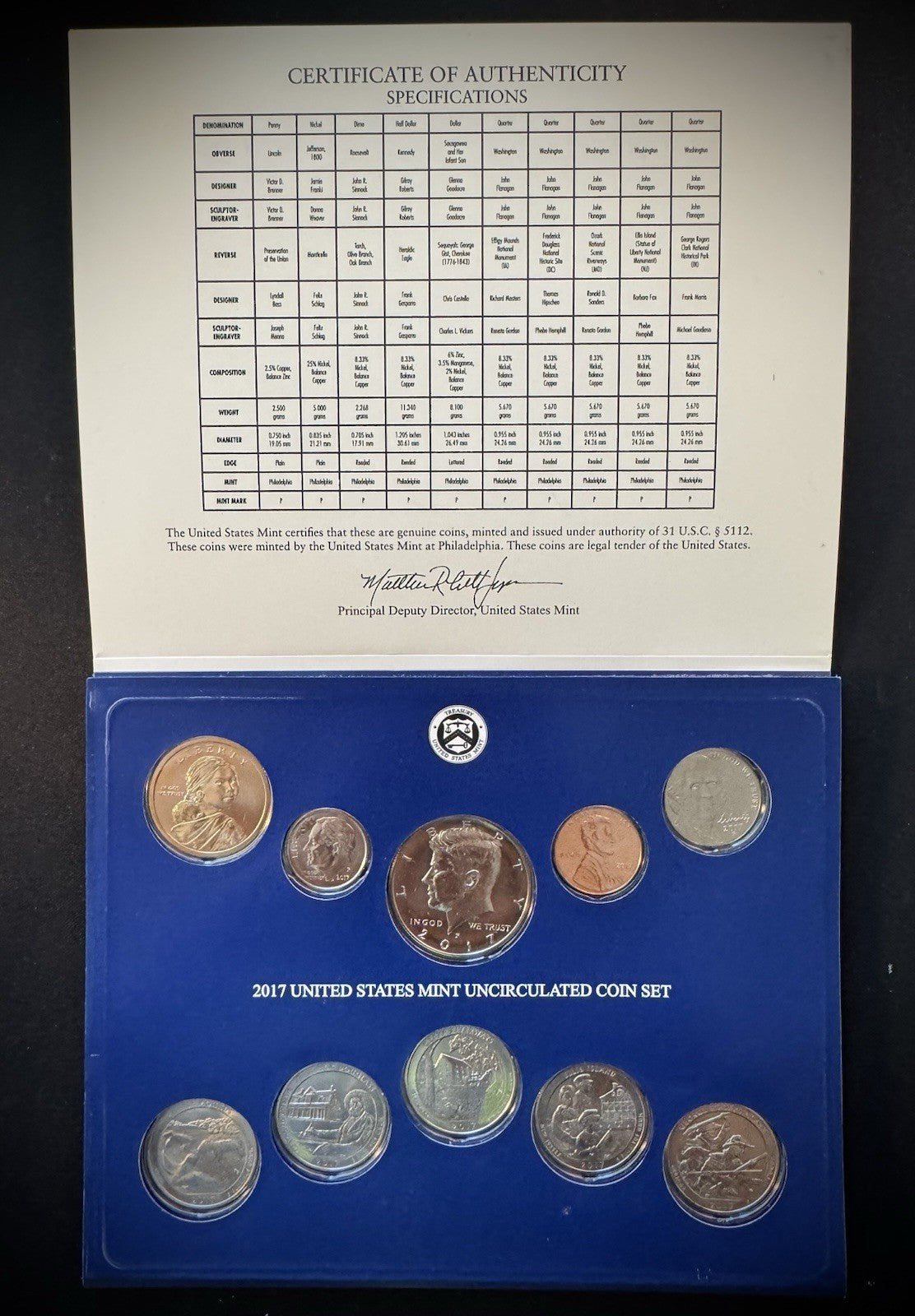 2017 US Mint Uncirculated 20 Coin Set P & D Philadelphia & Denver 10 Coins Each2