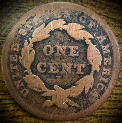 1843 Large Cent Coronet Head Braided Hair Petite Head Small Letters Variety #21