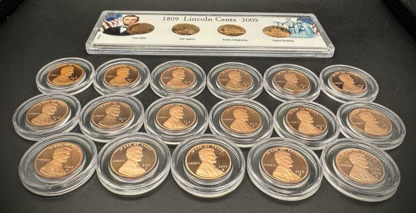 2009-2026 S Lincoln Bicentennial Shield Cent Penny GEM PROOF 21 Coin Collection2