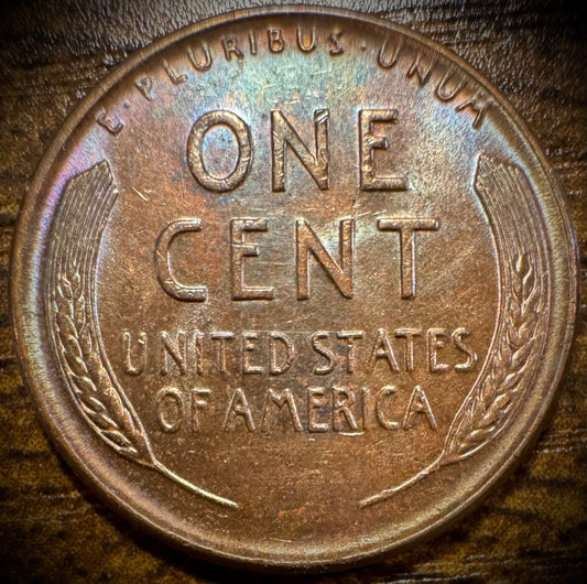 1950-D Lincoln Wheat Penny Cent BU Uncirculated GORGEOUS TONING1