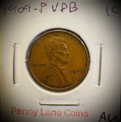 1909-P VDB Lincoln Wheat Cent Penny AU About Uncirculated First Year Of Type #92
