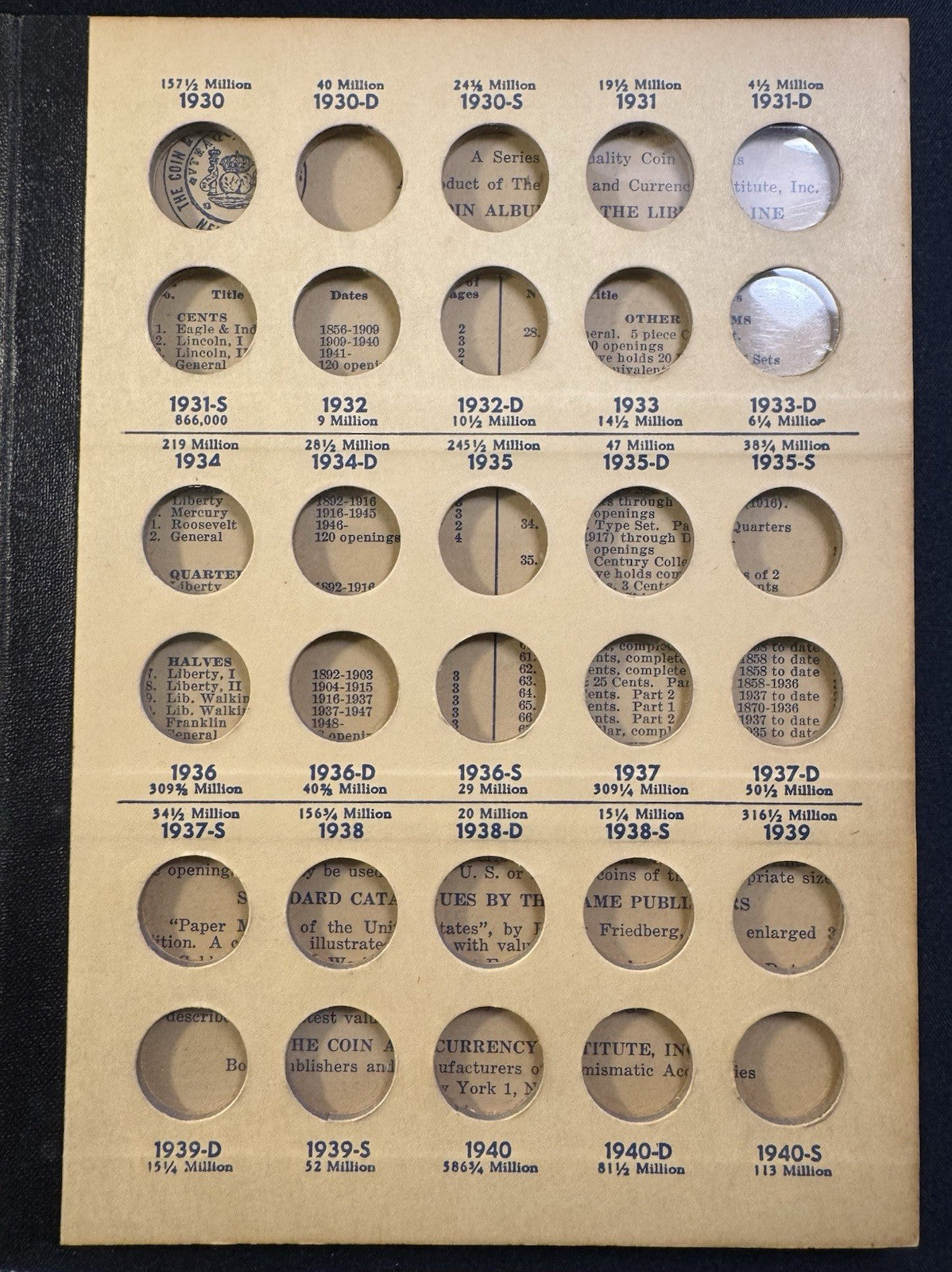 Never Used Vintage Library of Coins Lincoln Cents Part 1 1909-1940 VOL 2 Album6
