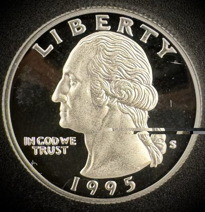 1995-S GEM PROOF Washington Quarter 25C SILVER DEEP ULTRA CAMEO Coin0