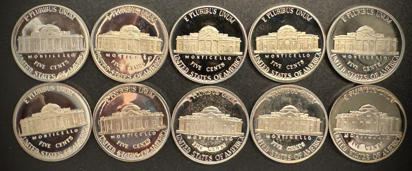 1980-1989 S Jefferson Nickel PROOF 10 Coin Collection From US Mint Proof Sets1