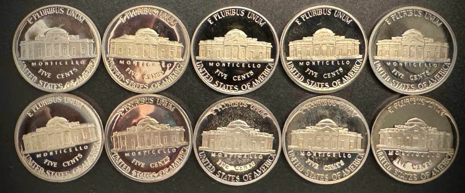 1980-1989 S Jefferson Nickel PROOF 10 Coin Collection From US Mint Proof Sets1