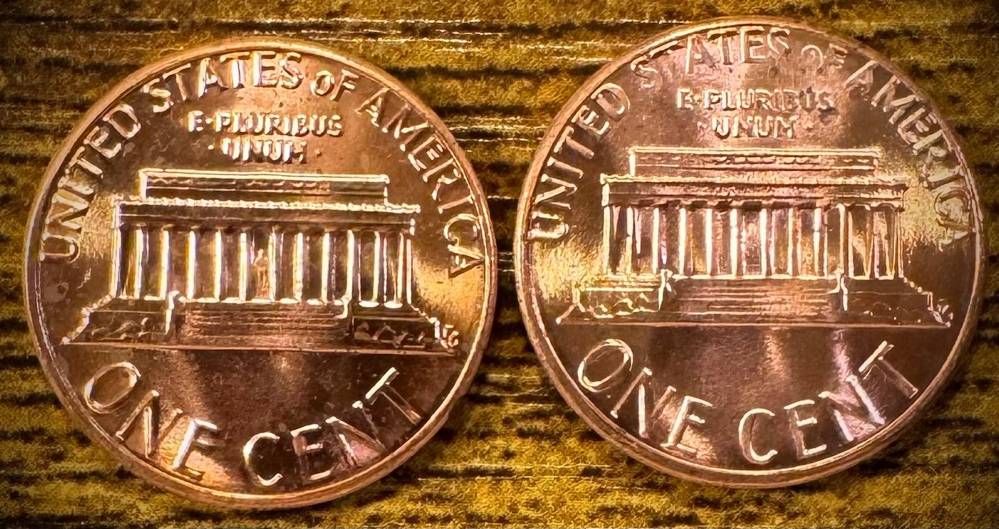 1985 P & D Lincoln Memorial Cent BU 2 Coin Set From Original Rolls1