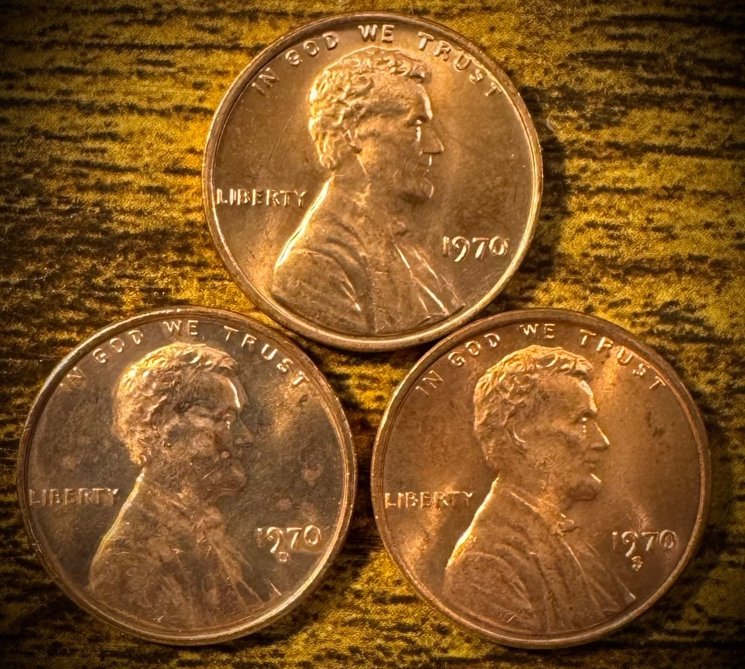 1970 Lincoln Memorial Cent P D S Uncirculated 3 Coin Lot From Original Rolls0