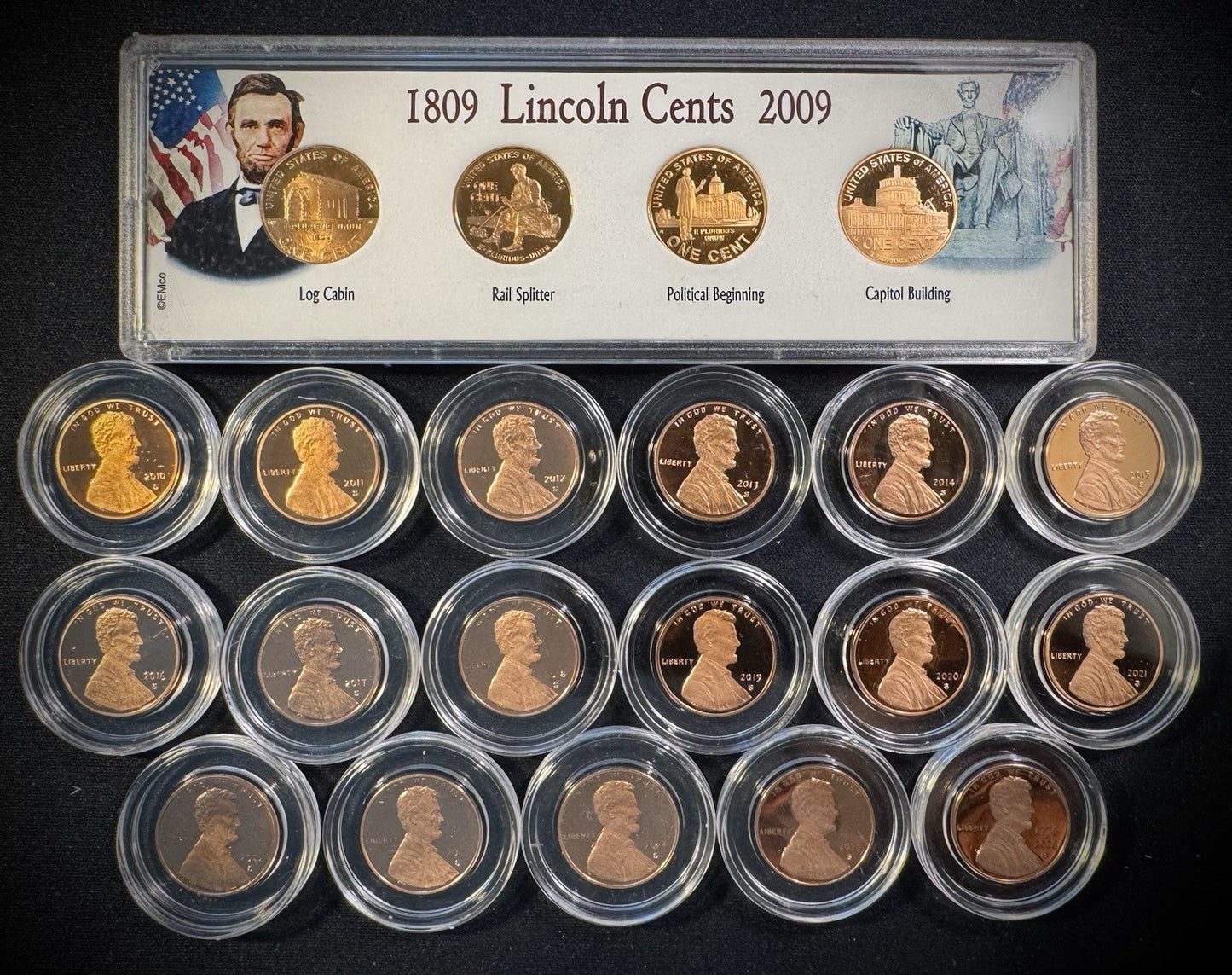 2009-2026 S Lincoln Bicentennial Shield Cent Penny GEM PROOF 21 Coin Collection0