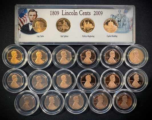 2009-2026 S Lincoln Bicentennial Shield Cent Penny GEM PROOF 21 Coin Collection0