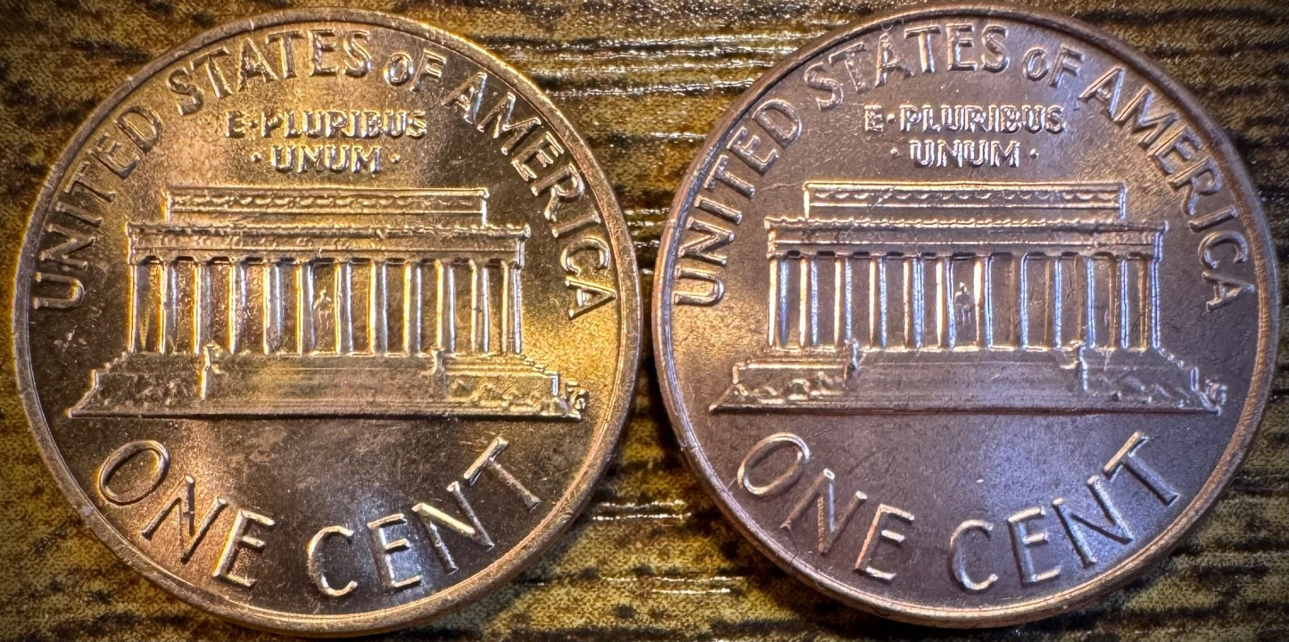1977 P & D Lincoln Memorial Cent BU 2 Coin Set From Original Rolls1