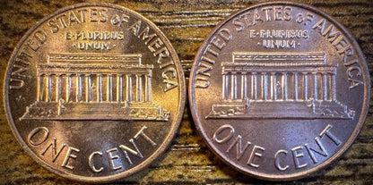 1977 P & D Lincoln Memorial Cent BU 2 Coin Set From Original Rolls1