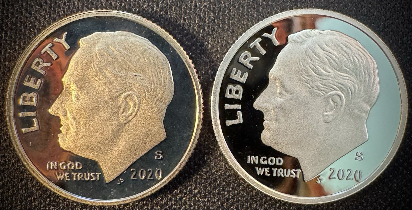 2020-S 99.9% SILVER And Clad PROOF Roosevelt Dime 10C .999 Fine Lot Of 2 Coins0