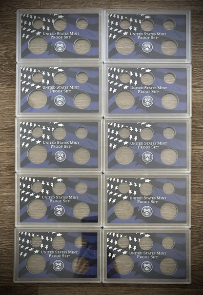 Blue Empty Plastic Case Holds 5 Coins Lot of 10 From US MINT Proof Sets0