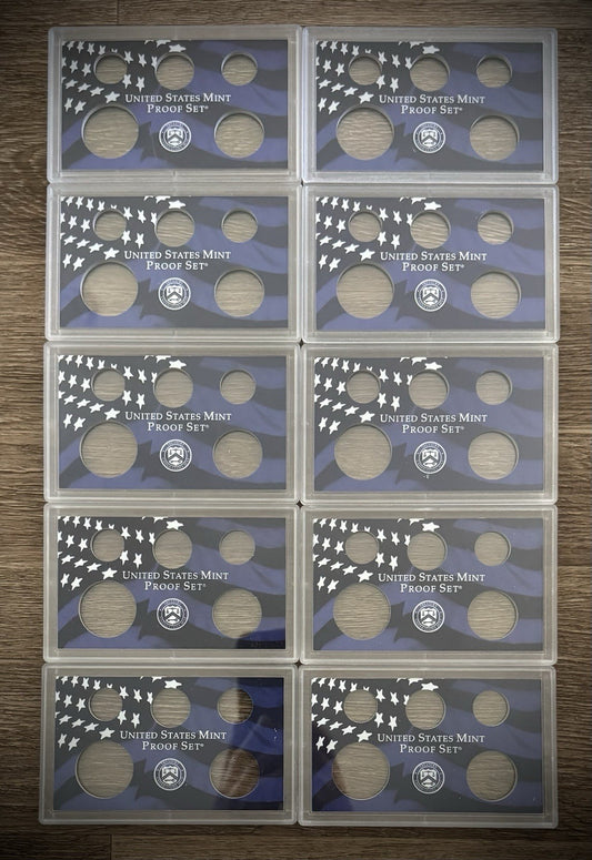 Blue Empty Plastic Case Holds 5 Coins Lot of 10 From US MINT Proof Sets0