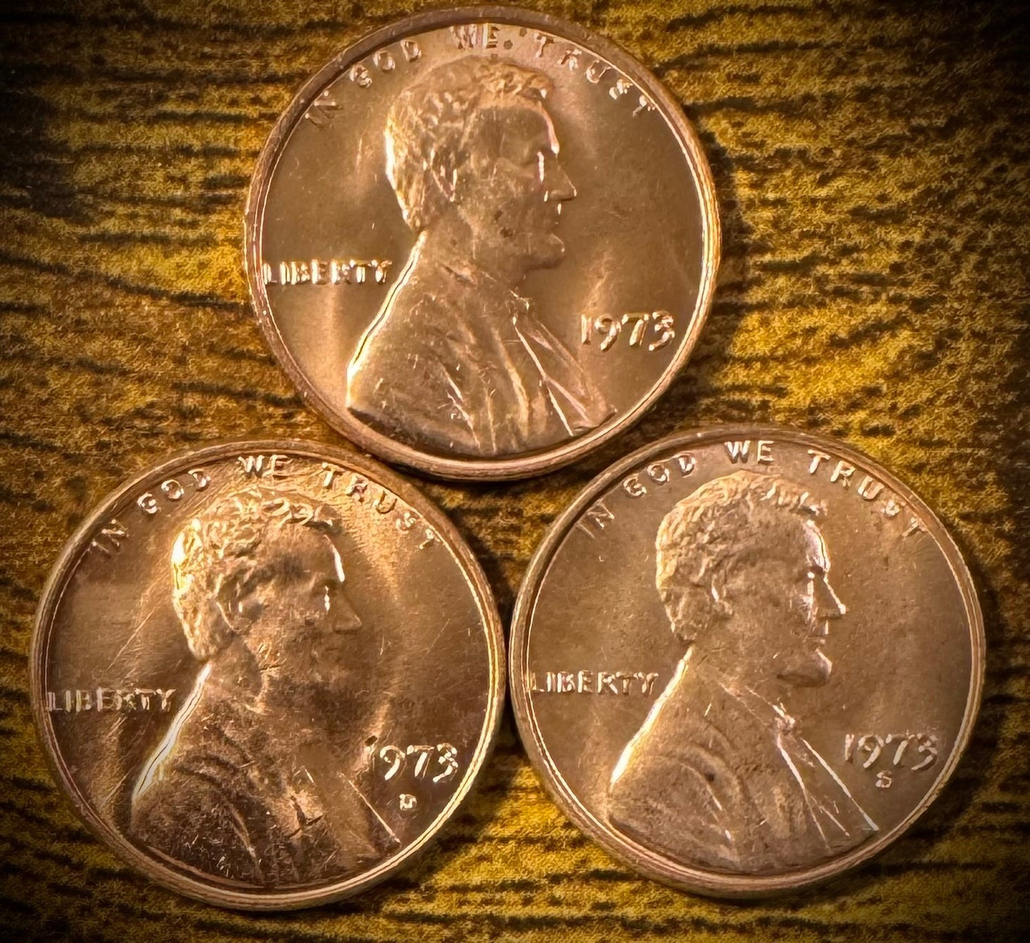 1973 Lincoln Memorial Cent P D S Uncirculated 3 Coin Lot From Original Rolls0
