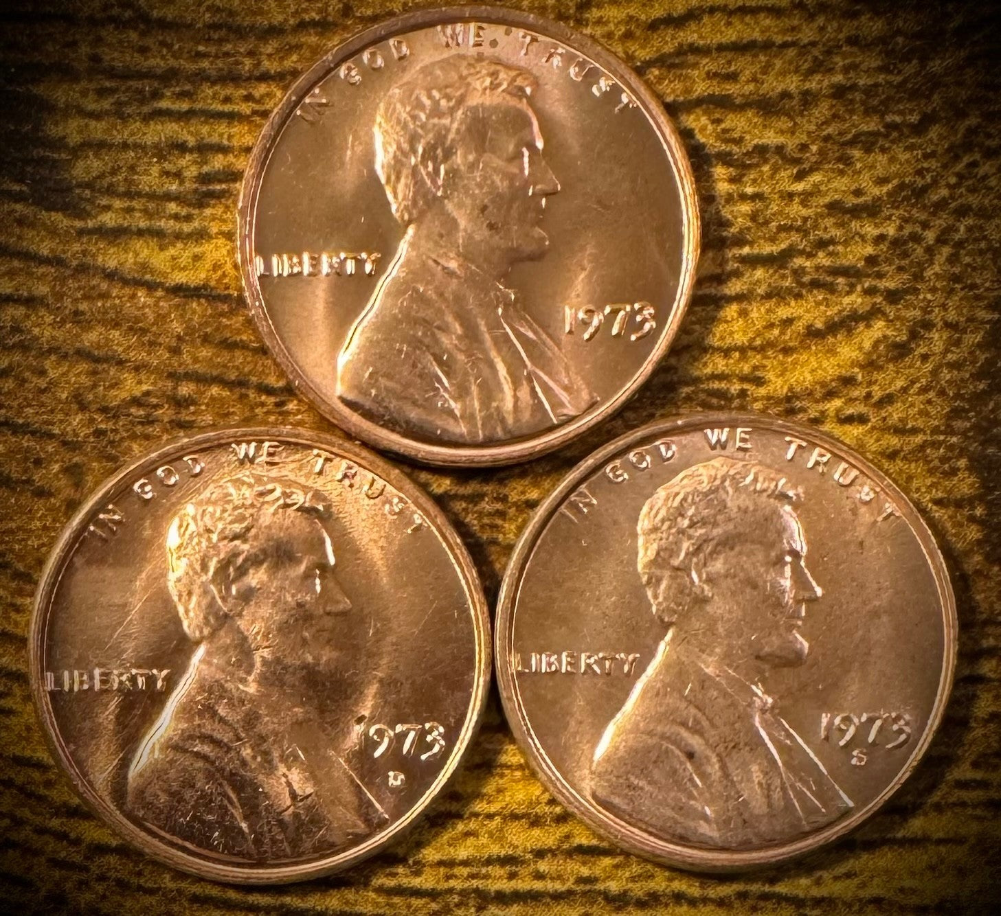 1973 Lincoln Memorial Cent P D S Uncirculated 3 Coin Lot From Original Rolls0