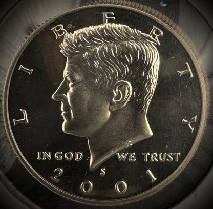 2001-S GEM PROOF Kennedy Half Dollar Clad 50C DEEP ULTRA CAMEO #10