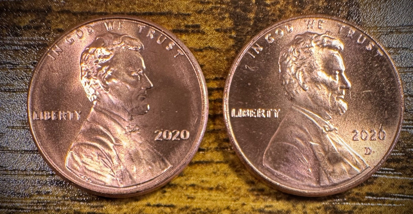 2020 Lincoln Shield Cent P D Uncirculated BU 2 Coin Lot From Original Rolls0