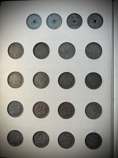 Japan Current Coins Holder COMPLETE Collection of 113 Japanese Coins Red Album11