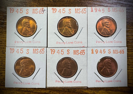 Lincoln Wheat Cent 1945-S 1950-S 1951-D 1953-D 1954-D&S 41 Coin Overstock Lot1