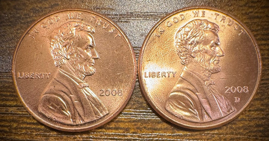 2008 P & D Lincoln Memorial Cent BU 2 Coin Set From Original Rolls0