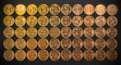 1957-D Lincoln Wheat Cent Penny RED LUSTROUS Uncirculated Roll Of 50 Coins4