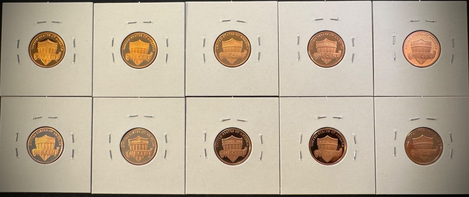 2010-2019 S Lincoln Shield Cent GEM PROOF 10 Coin CONSECUTIVE Years Lot Set4