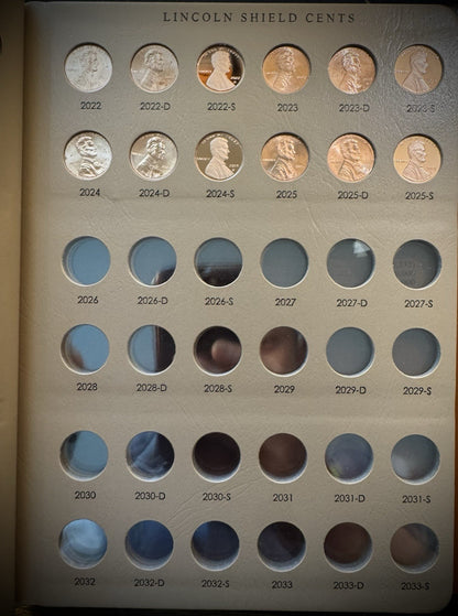 2010-2025 P D S Lincoln Shield Cent COMPLETE 48 Coin w PROOFS in NEW Dansco 81043