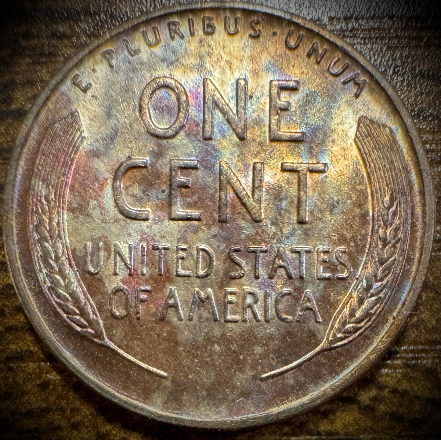 1941 Lincoln Wheat Penny Cent Uncirculated MULTI-COLORED TONING1