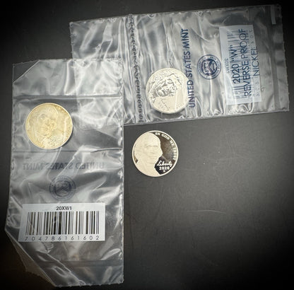 2020 W & S Jefferson Nickel GEM PROOF REVERSE PROOF DEEP CAMEO Lot Of 3 Coins7