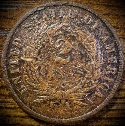 1871 Two Cent 2C USA Copper Obsolete Denomination Coin Low Mintage KEY DATE0