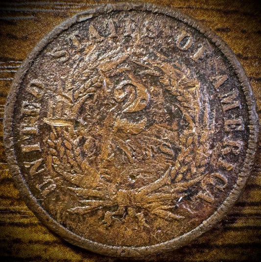 1871 Two Cent 2C USA Copper Obsolete Denomination Coin Low Mintage KEY DATE0