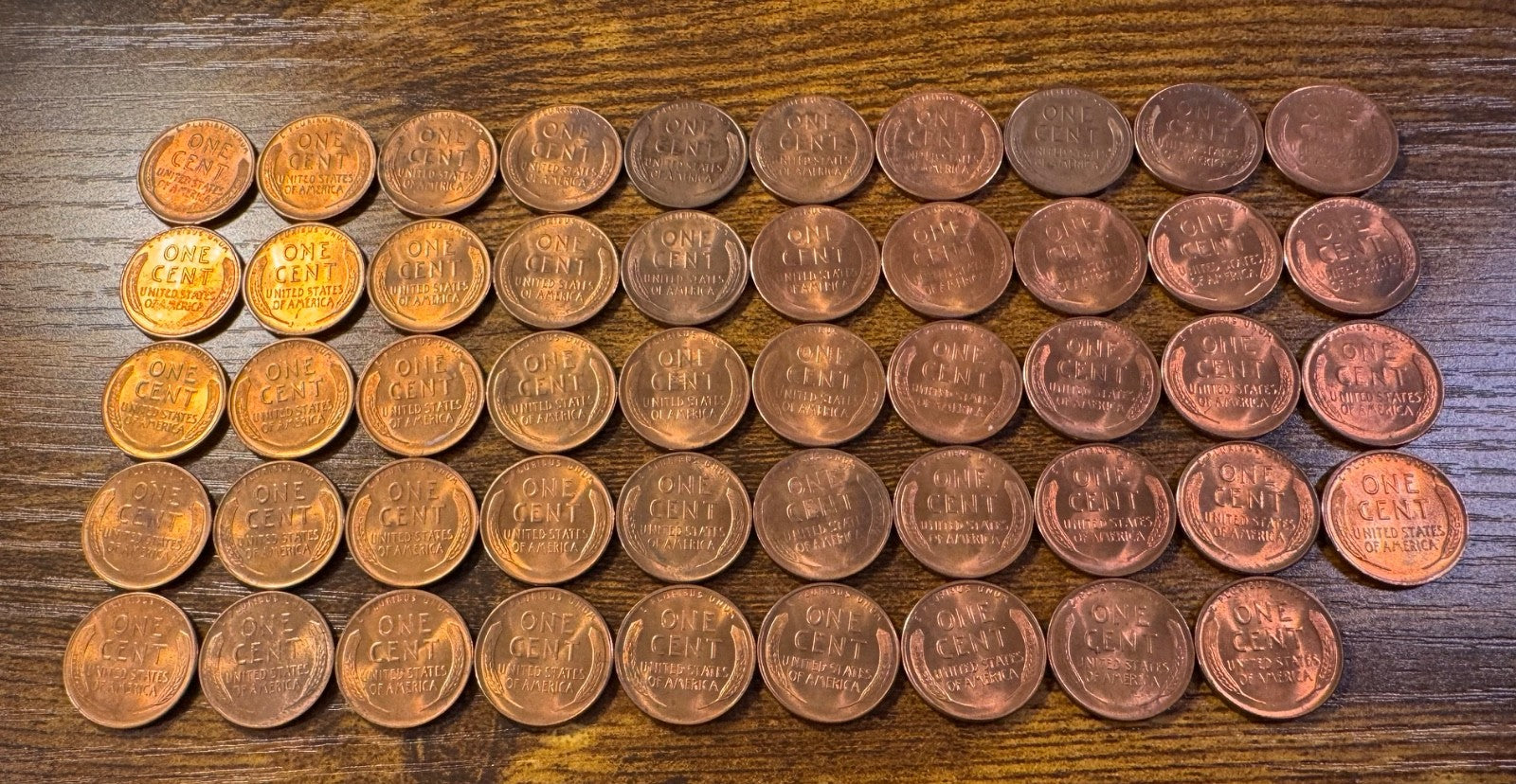 1935-D Lincoln Wheat Cent Mostly Red Uncirculated Roll Of 49 Coins7