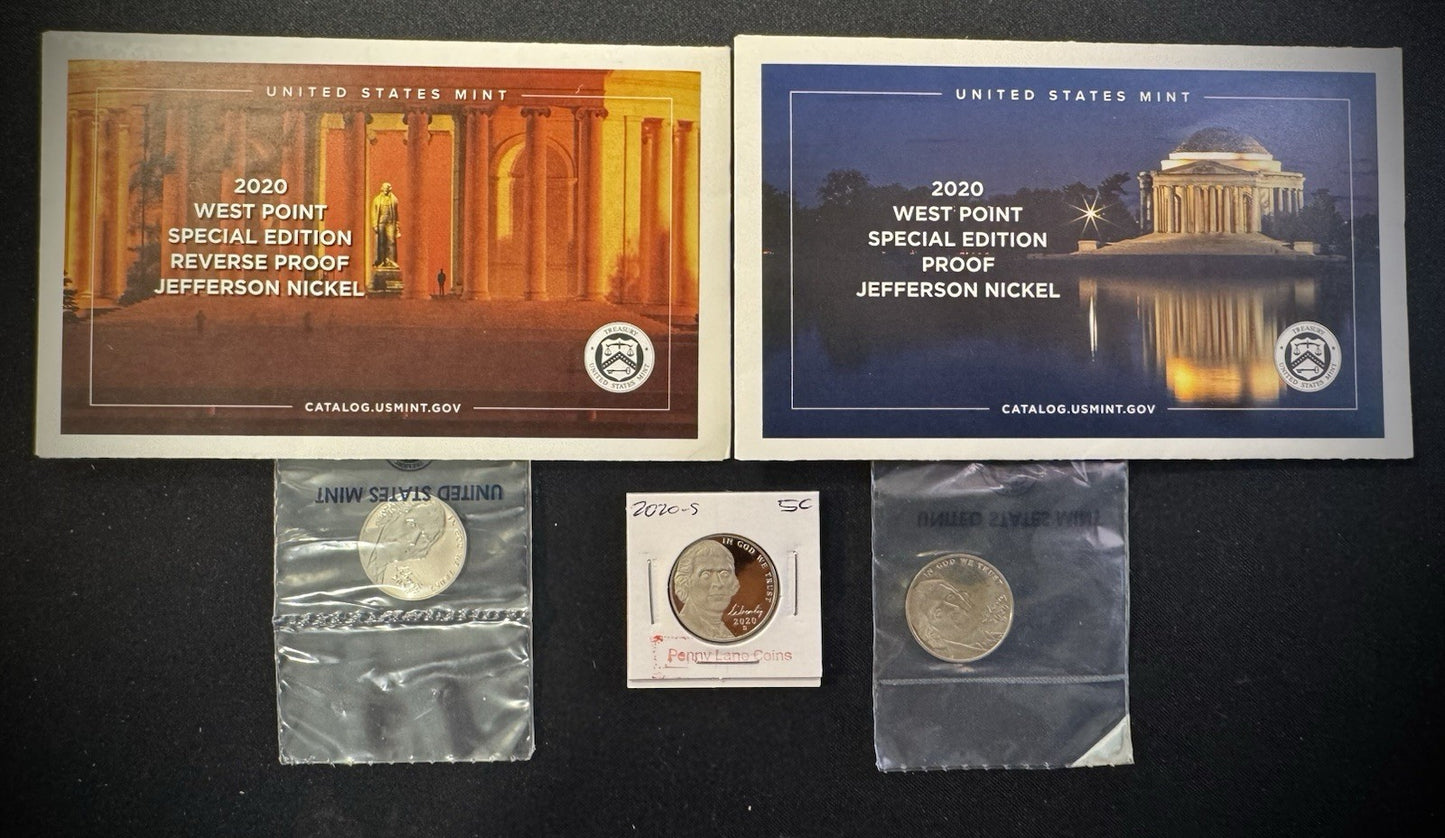 2020 W & S Jefferson Nickel GEM PROOF REVERSE PROOF DEEP CAMEO Lot Of 3 Coins0
