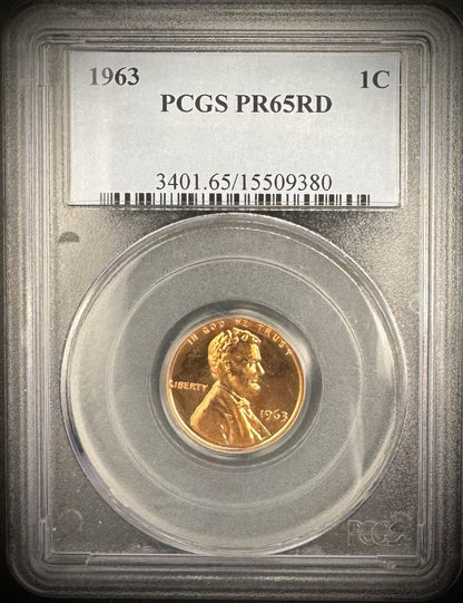 1963 Lincoln Memorial Cent Penny PCGS PR65RD GEM PROOF Coin0