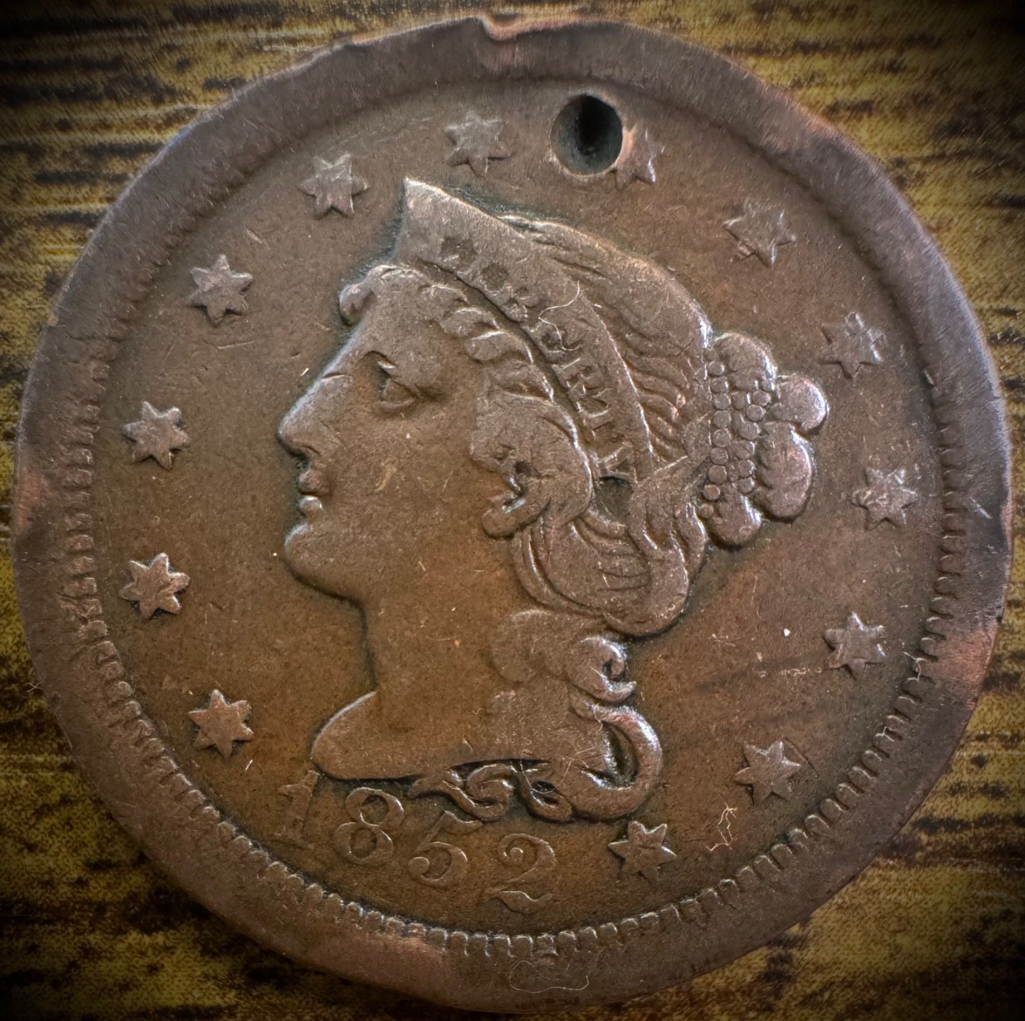 1852 Large Cent Coronet Head Braided Hair Style #40
