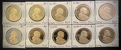 2016-2025 S Sacagawea Dollar GEM PROOF DEEP CAMEO Set Lot Of 10 Coins0