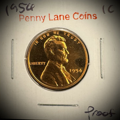 1954 Lincoln Wheat Cent RED PROOF LUSTROUS LOW MINTAGE 233,300 #22