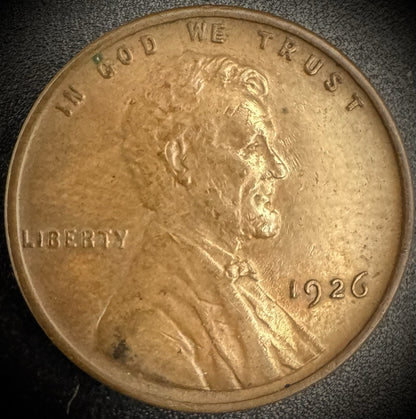1926 Lincoln Wheat Penny Cent AU4