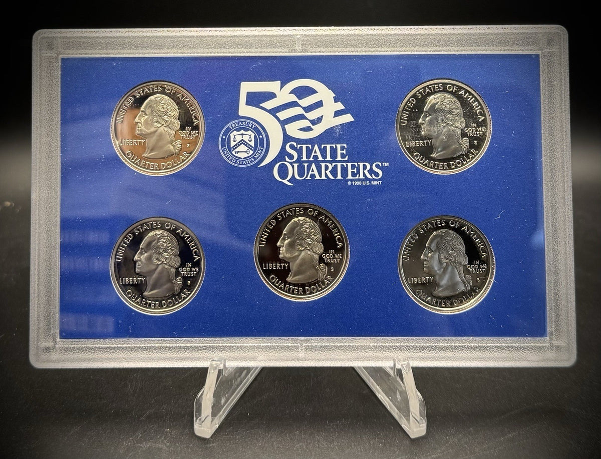 1999-S State Quarter GEM PROOF Clad 5 Coin Set w 1999 US Mint Box and COA1