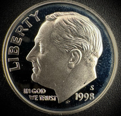 1998-S GEM PROOF Roosevelt Dime 10C SILVER DEEP ULTRA CAMEO Coin0