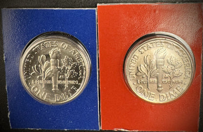 2007 P D Satin Finish Roosevelt Dime 2 Coin Lot From US Mint Uncirculated Set1